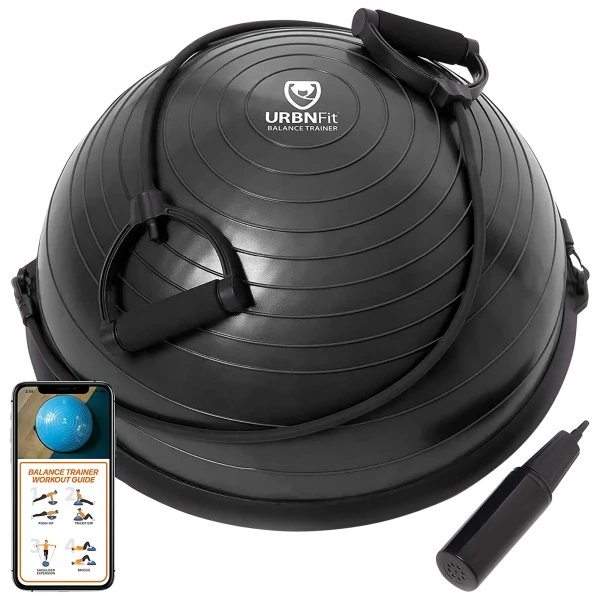 URBNFit Core Strength & Balance Half-Ball Trainer w/ Detachable Resistance Bands