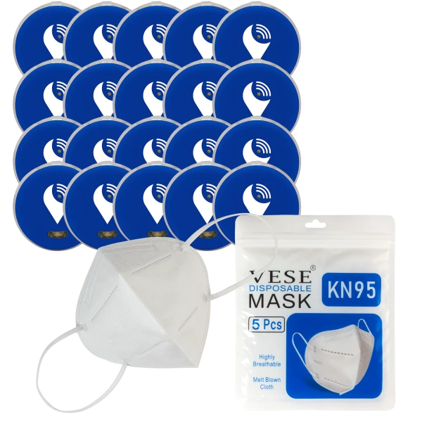 20-Pack of Blue TrackR Pixels and 5-Pack of KN95 Masks