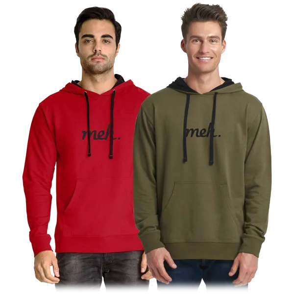 Military Green and Red Pullover Hoodies with Black Meh Logo
