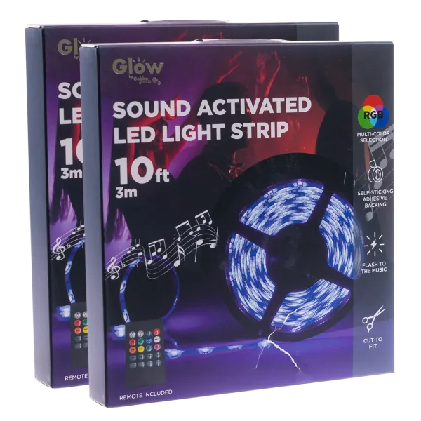 2-Pack: Glow 10ft Sound Activated Multi-Color LED Strip Lights
