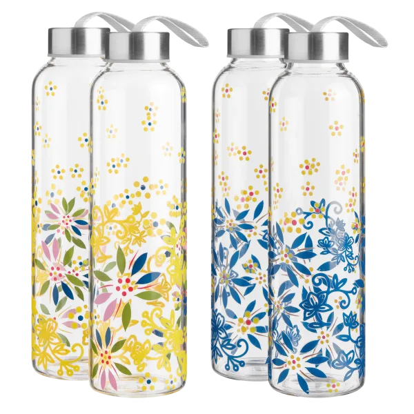 4-Pack: Temp-tations 20oz Travel Glass Bottles with Lids