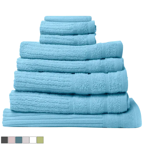 Royal Comfort 8-Piece 600 GSM Egyptian Cotton Towel Set with Mat