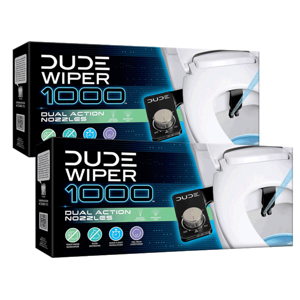 2-Pack: DUDE Wiper 1000 Self-Cleaning Dual-Nozzle Bidet Attachment