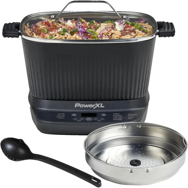 PowerXL StirMax Multi-Cooker Bundle with Steamer Basket and Ladle