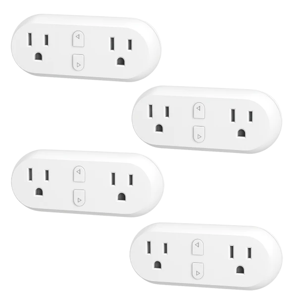 4-Pack: HBN Smart Plug 15A WiFi Outlet Extender Dual Socket Plugs