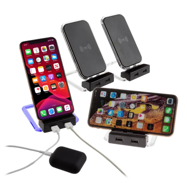 4-Pack: Xtreme Power Rotating Wireless Charger with 2 USB Ports