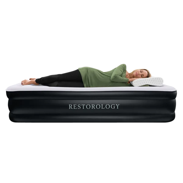 Restorology Queen Size Air Mattress with Air Coil Technology & Built-in Pump
