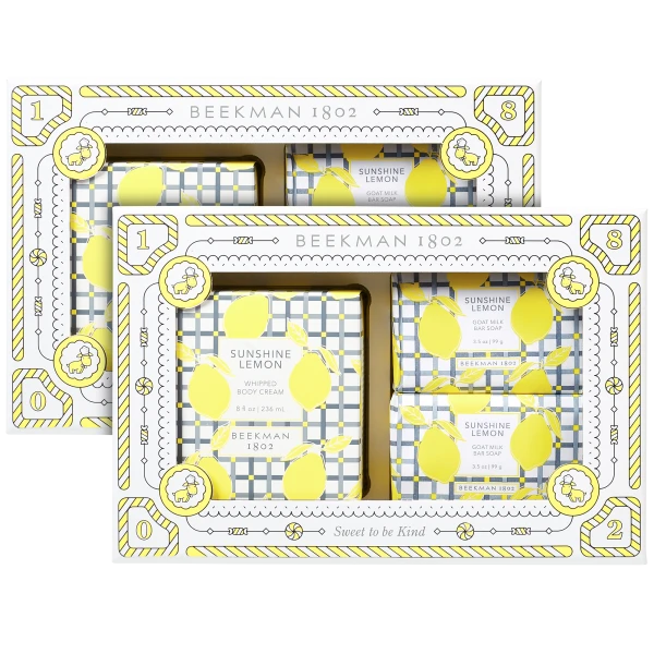 2-Pack: Beekman 1802 Sunshine Lemon 3-Piece Soap & Body Cream Set