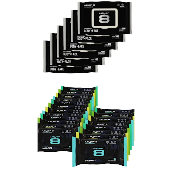 600-Pack: Layer 8 Unscented Flushable or Scented Body & Face Wipes