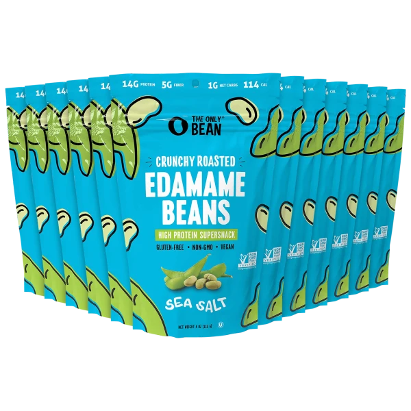 12-Pack: The Only Bean Crunchy Roasted High Protein Edamame Snack (Sea Salt)