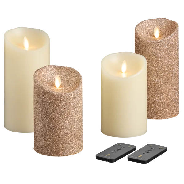 Luminara 4-Piece Flameless Smooth & Glitter Candles