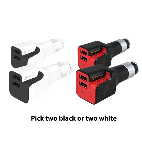 2-Pack: Ionic Car Air Purifier & Dual USB Charger