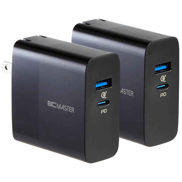 2-Pack: BCMaster 65-Watt USB-C PD Chargers with 18W USB-A