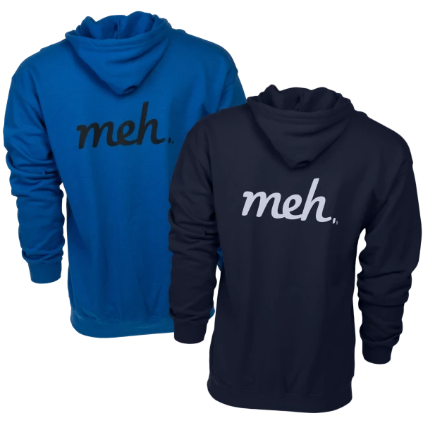 Zip-Up Hoodie with Large Meh Logo on Back