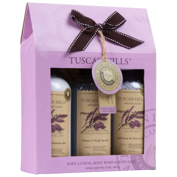 Tuscan Hills 3-Piece French Lavender Luxurious Bath & Shower Body Care Set