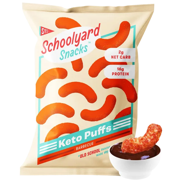 24-Pack of Schoolyard Snacks Low Carb Keto Puffs (BBQ or Cheddar Jalapeño)