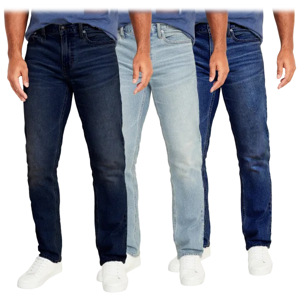 3-Pack: Men's Flex Stretch Slim Straight Jeans with 5 Pockets