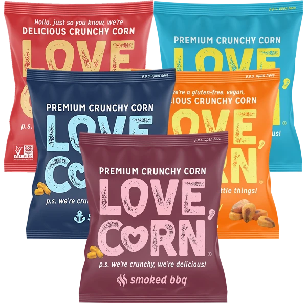 100-Pack: Love, Corn Premium Crunchy Corn Snacks