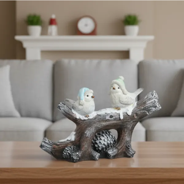 Kringle Express Branch with Two Birds Figure (20" x 13.5" x 7")