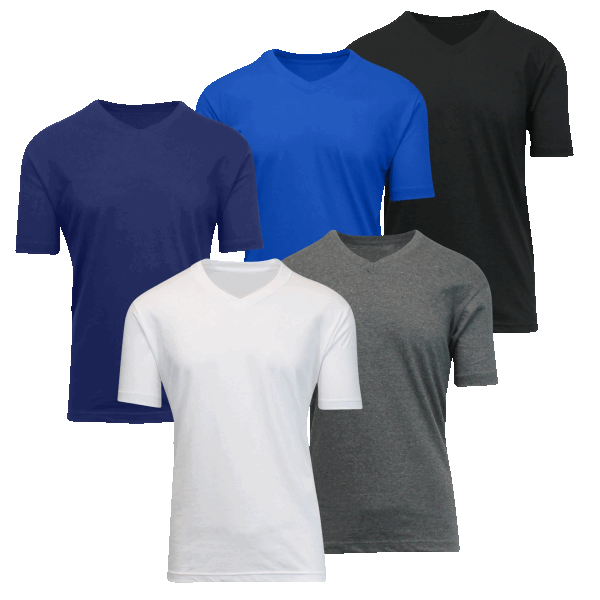 5-Pack: Galaxy by Harvic Men's Short Sleeve V-Neck Classic Tee