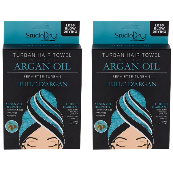 2-Pack: Studio Dry Infused Turbans with Argan Oil