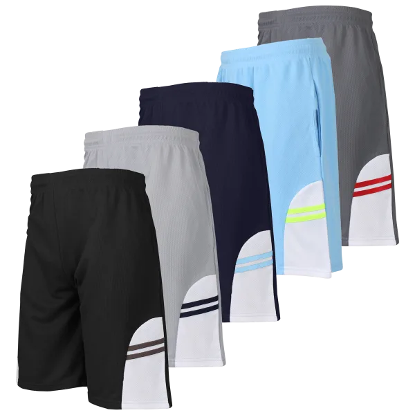 5-pack: Men's Moisture Wicking Mesh Shorts