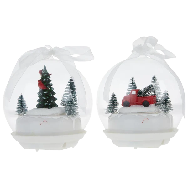 2-Pack: Winter Lane Tabletop Musical LED Ornaments with Rotating Scene & Timer