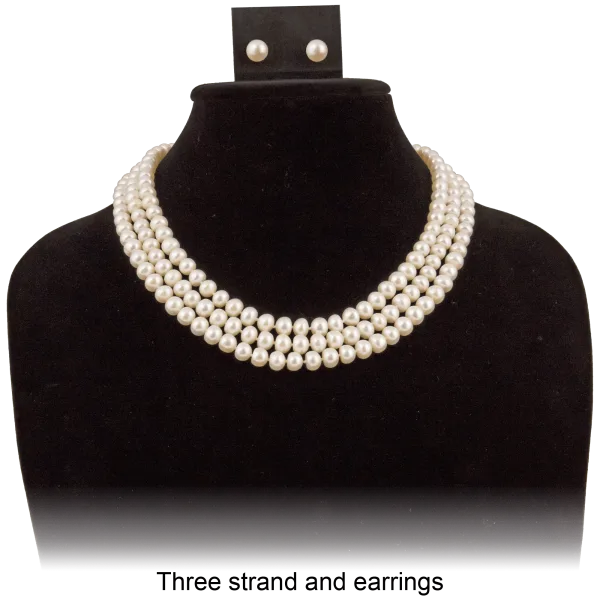 Pacific Pearls Strand Necklace with Matching Earrings