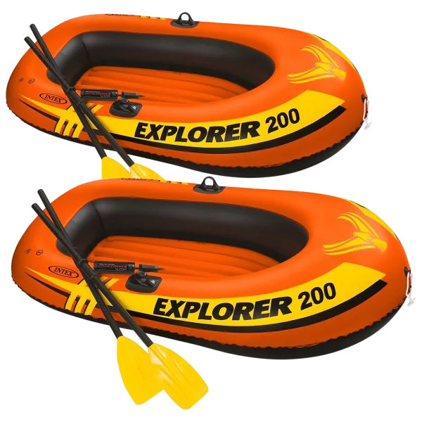2-Pack: Intex Explorer 200 Inflatable Boats with Oars and Pumps