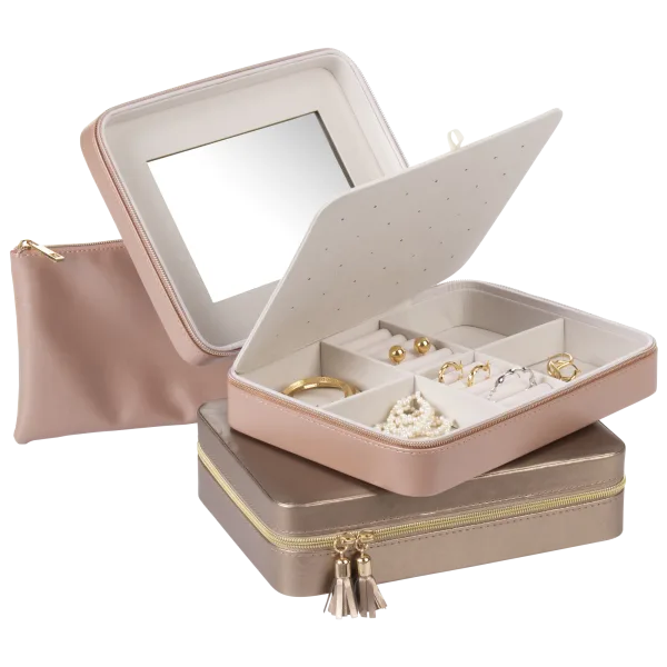 Heidi & Oak Large Jewelry Organizer with Mirror and Pouch