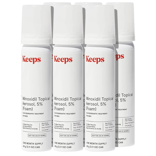 6-Pack: Keeps Extra Strength 5% Minoxidil for Men Topical Foam