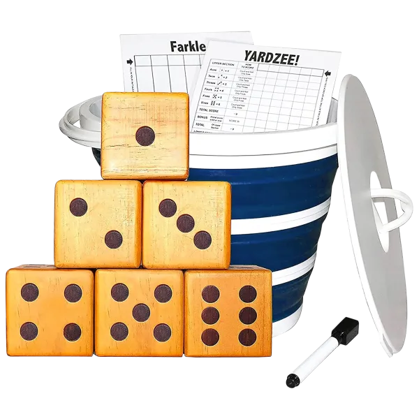 Jungle Gym Kingdom 10-Piece Yardzee & Yard Farkle Giant Wooden Dice Set