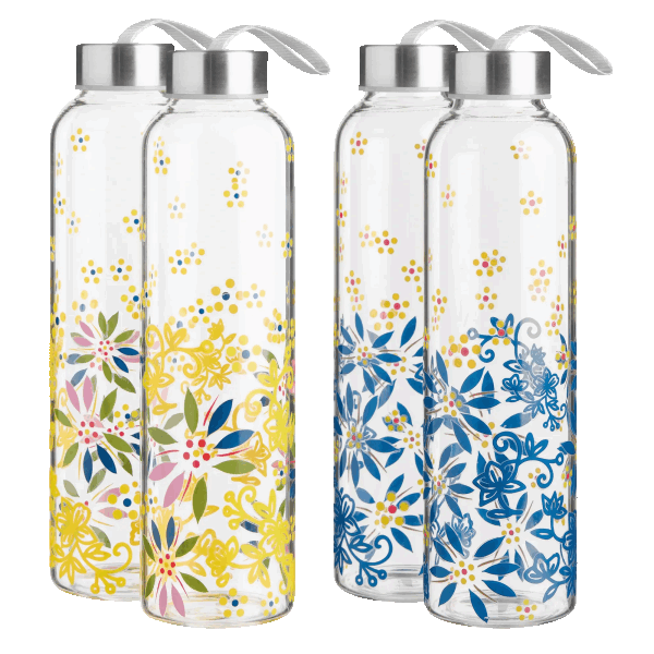 4-Pack: Temp-tations Travel Glass Bottles with Lids