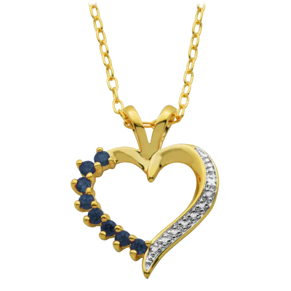 18K Gold-Plated Sapphire Pendant with Diamond Accent