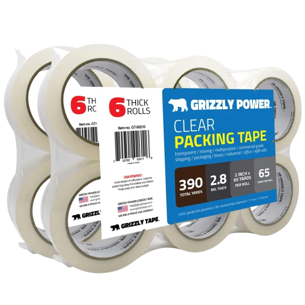 12-pack: Grizzly Power Clear Packing Tape Refills