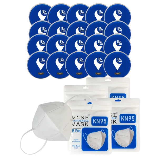 20-Pack of Blue TrackR Pixels and 20-Pack of KN95 Masks
