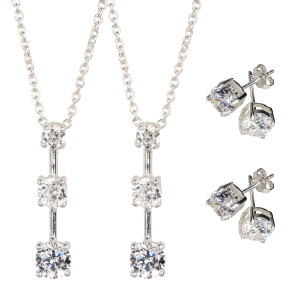 2-Pack: 2.5 Carat Cubic Zirconia Necklace with Matching Earrings