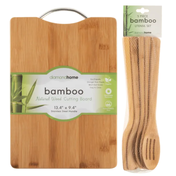 Diamond Home 6-Piece Bamboo Cutting Board & Utensil Set