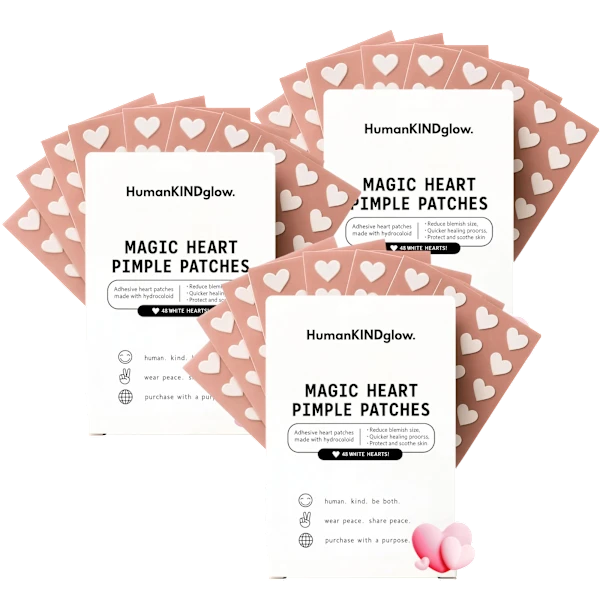 144-Pack: HumanKindGlow Hydrocolloid Magic Heart Pimple Patches