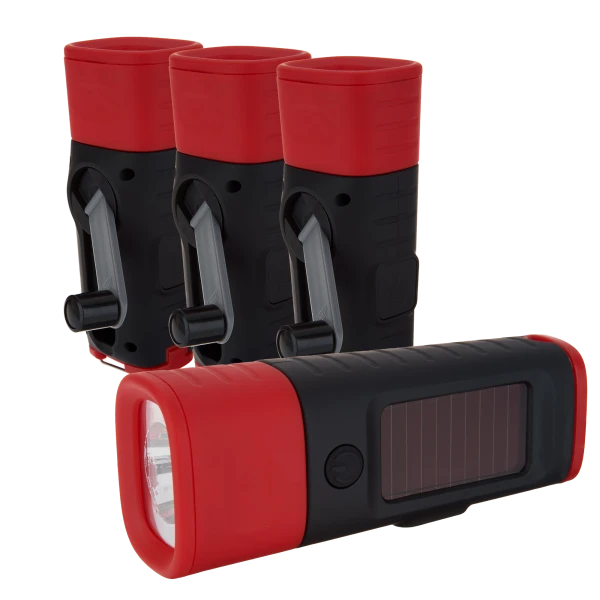 4-Pack: Portable Solar & Hand Crank LED Flashlight/Lanterns