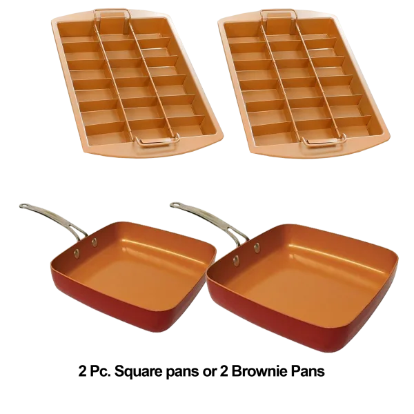 2-Pack: Red Copper Square Pans or Brownie Bonanza Pans