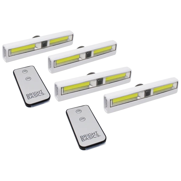 4-Pack: Bright Basics Ultra Bright Wireless Light Bars with 2 Remote Controls