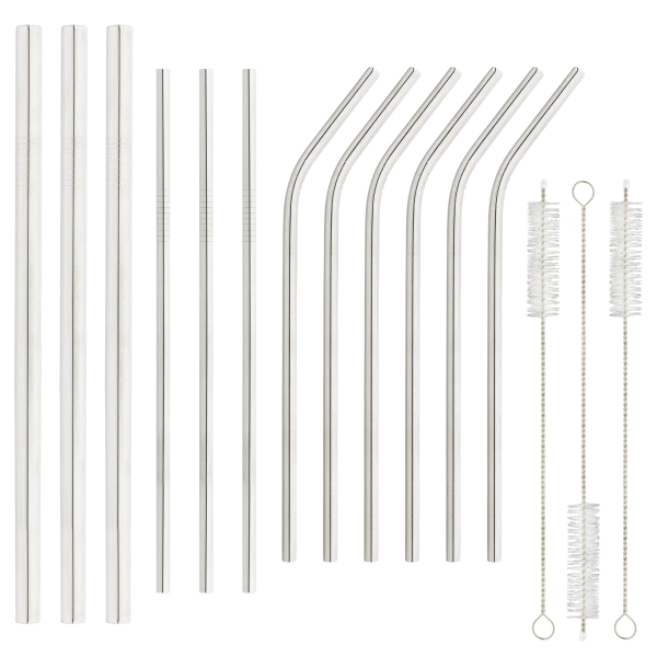 California Home Goods 12-Piece Stainless Steel Straws