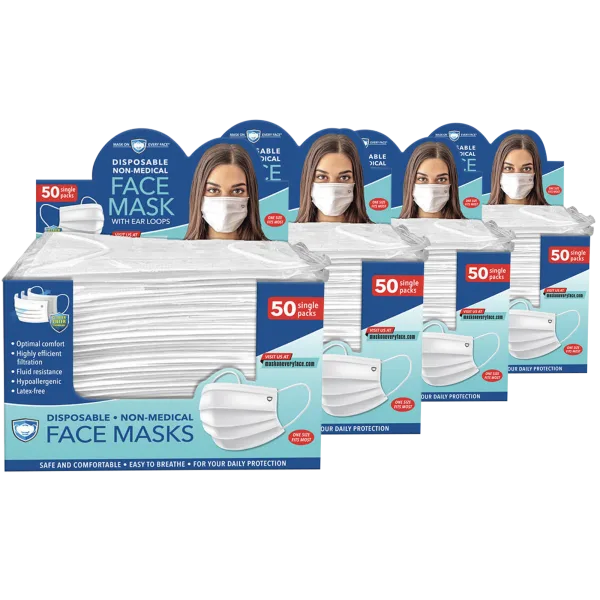 200-Pack: Individually Wrapped 3-Ply Non-Medical Disposable Masks