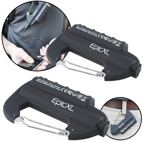 2-Pack: EpicXL 5000mAh Integrated Carabiner Powerbank