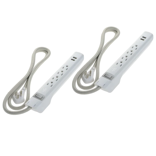 2-Pack: 360 Electrical Habitat Braided 4-Outlet Surge Strip With Dual USB Ports