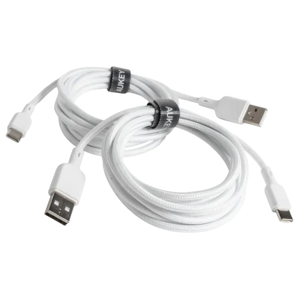 2-Pack: Aukey USB-A to USB-C 6' 15W PVC Woven Cable