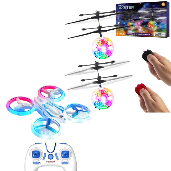 3-Pack: Force1 UFO 4000 Mini LED Drone + Two Orbiter Flying Orbs