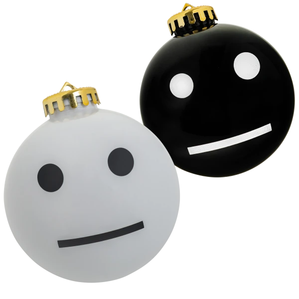 2-Pack: Meh Face Christmas Ornaments