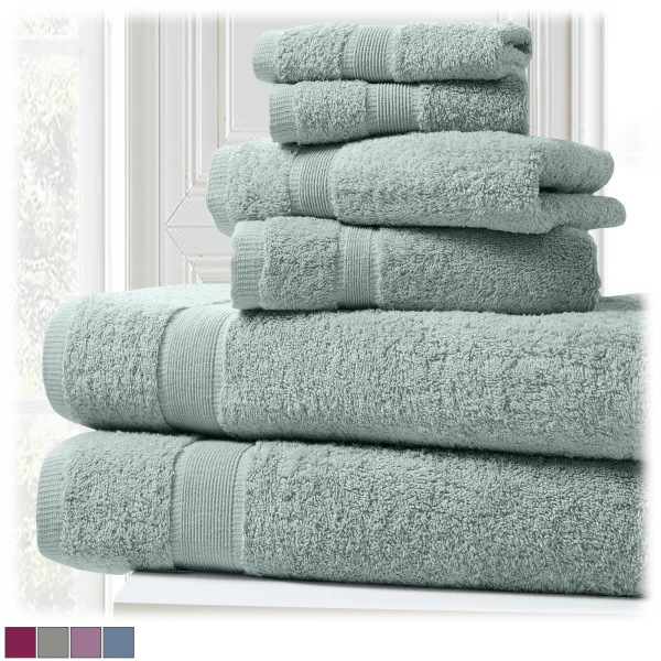 Blissful Bath 6-Piece 100% Cotton Bath Towel Set